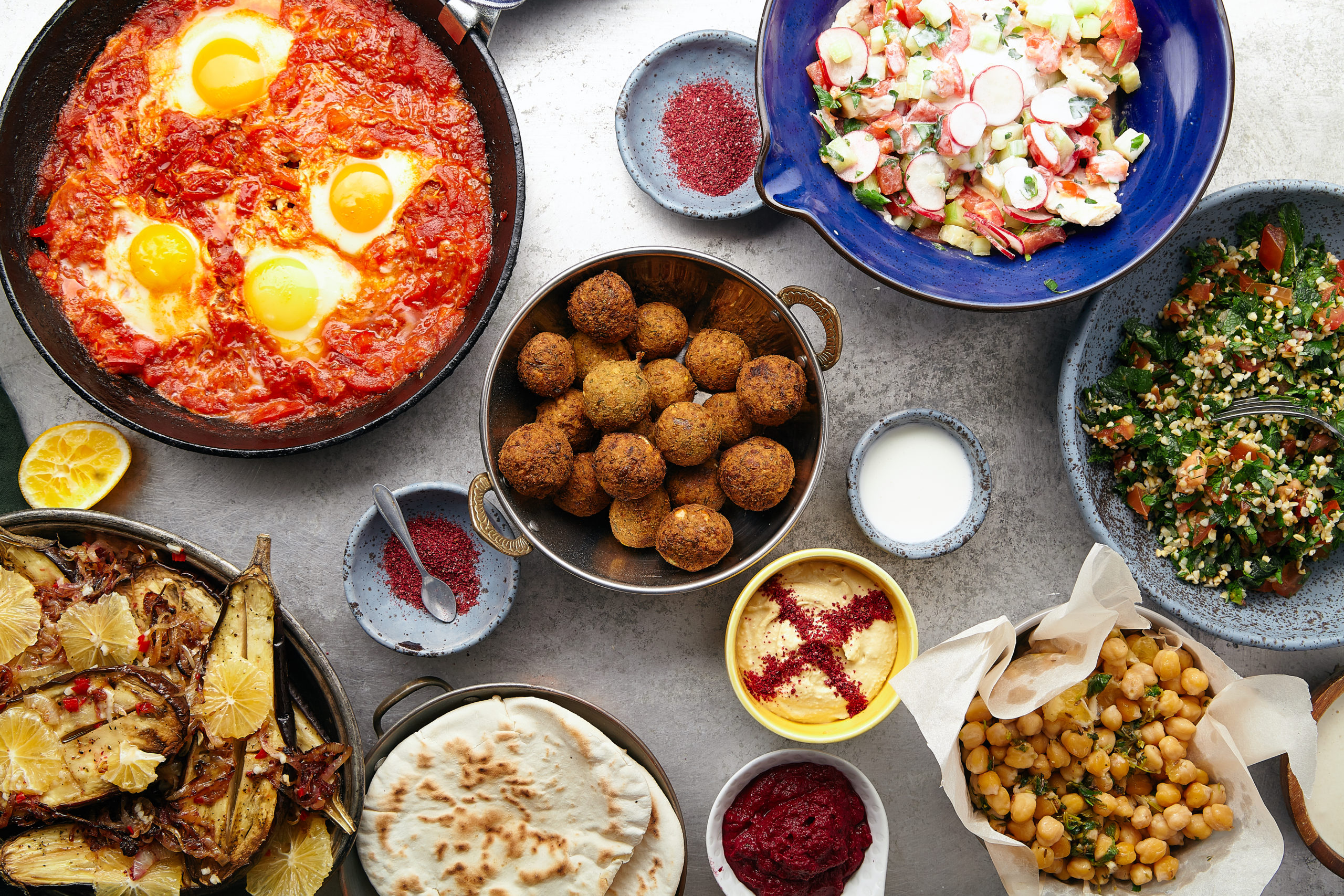 Bowls of israeli food